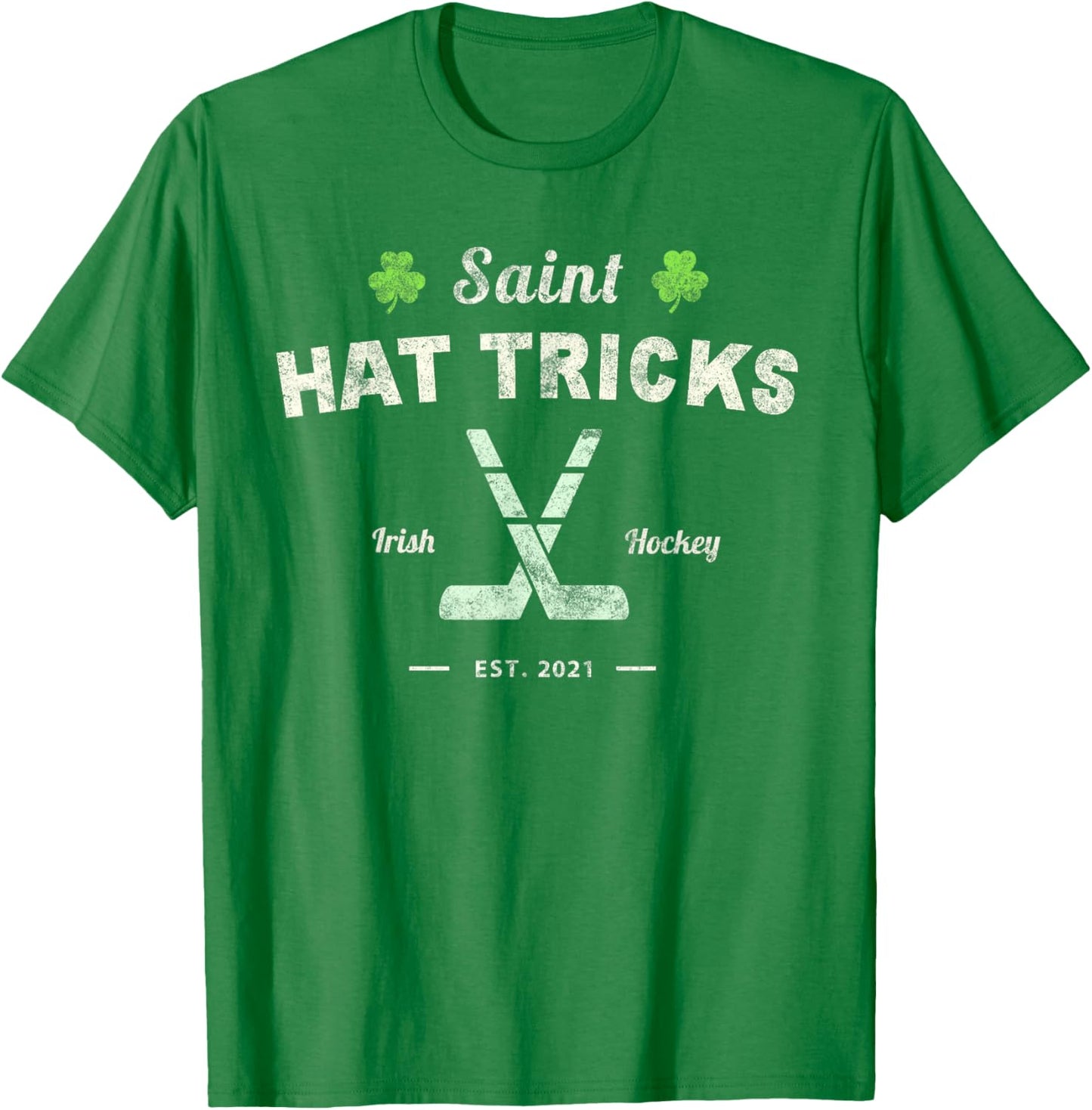 SAINT HAT TRICKS Funny St Patrick's Day Irish Hockey Club T-Shirt - T-Shirt | Irish Green