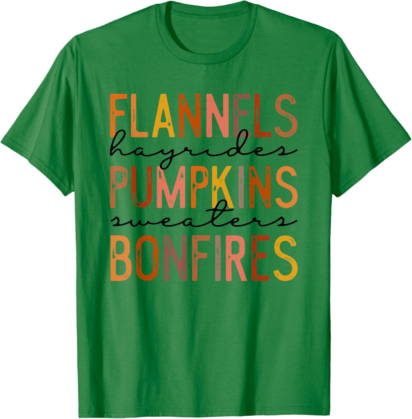 Flannels Hayrides Pumpkins Sweaters Bonfires Autumn Vintage T-Shirt - T-Shirt | Irish Green
