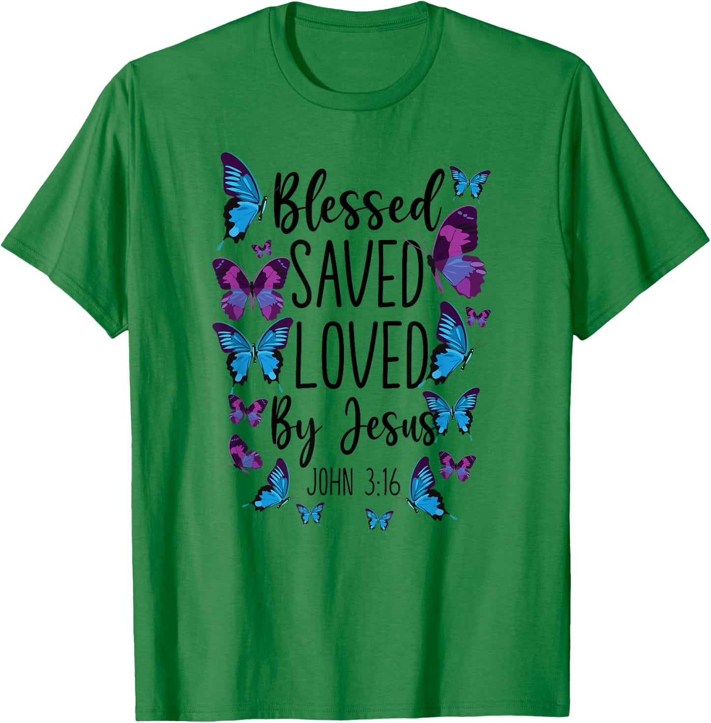 Christian Bible Verse Quote Butterfly John 3:16 T-Shirt - T-Shirt | Irish Green