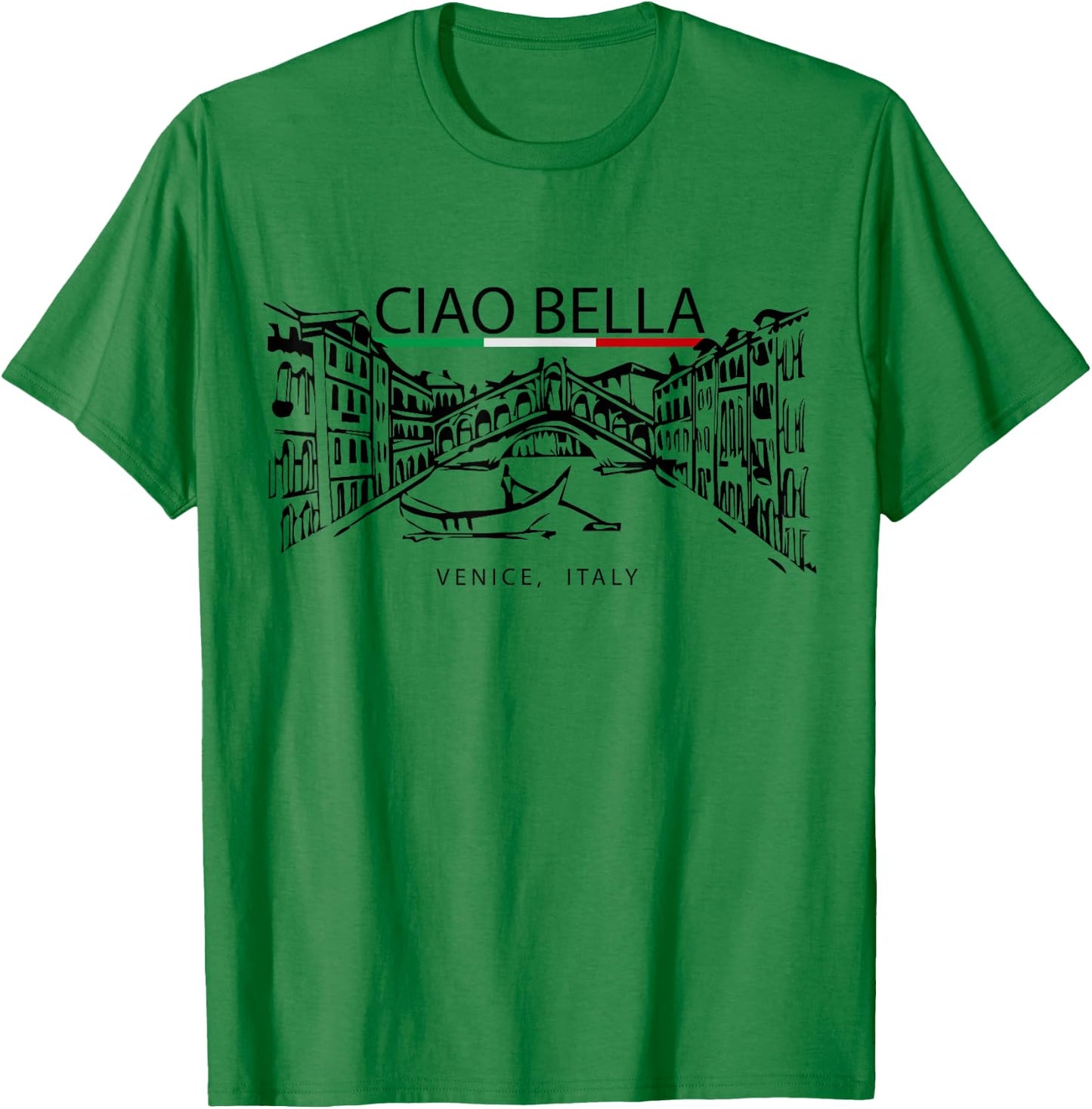 Ciao Bella Vintage Venice Italy Italian Greeting Graphic T-Shirt - T-Shirt | Irish Green