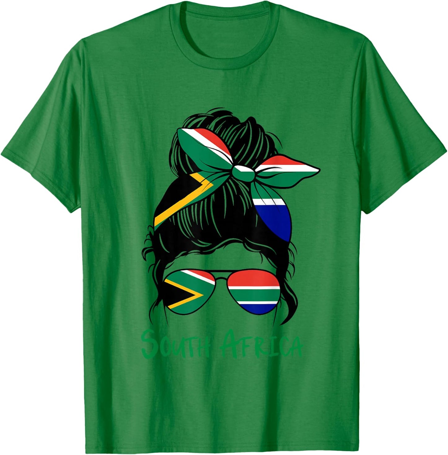 South Africa Girl South African Girl South Africa Woman Flag T-Shirt - T-Shirt | Irish Green