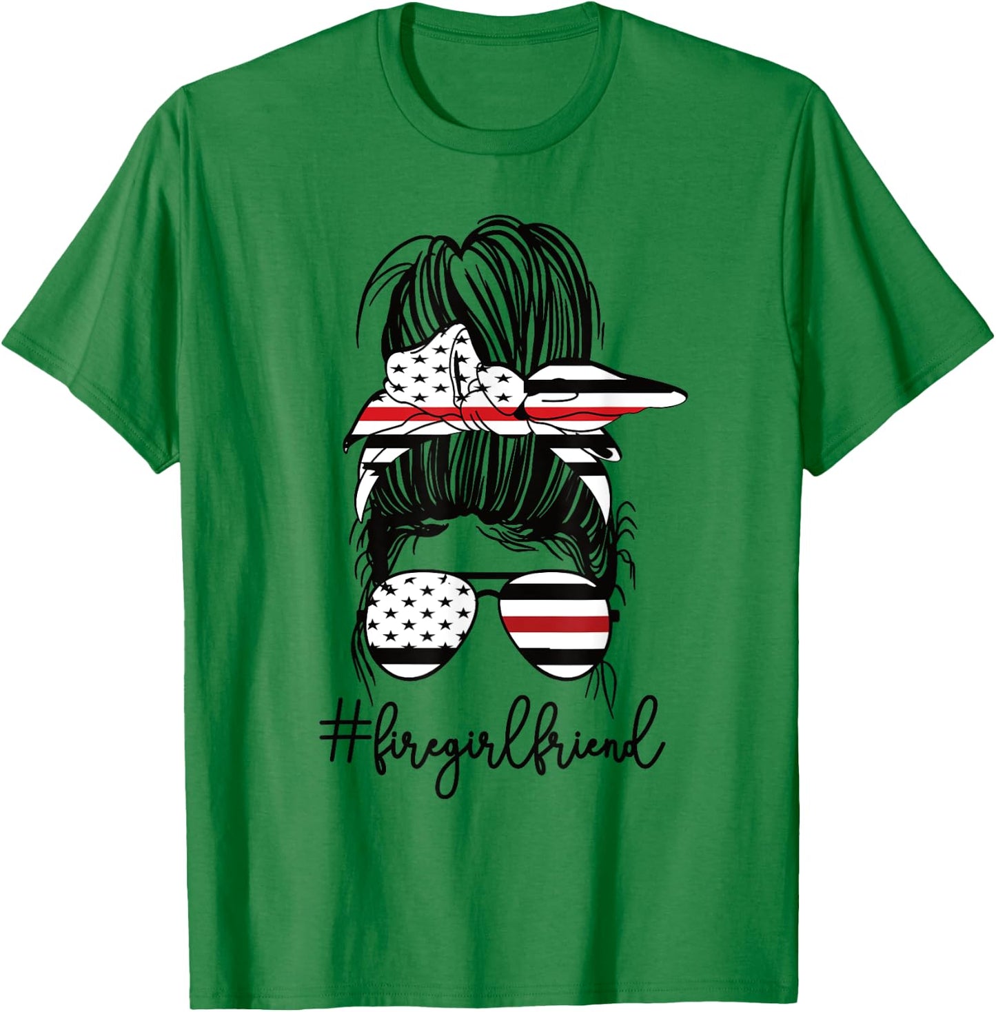Funny Fire Girlfriend Thin Red Line Firefighter Girlfriend T-Shirt - T-Shirt | Irish Green