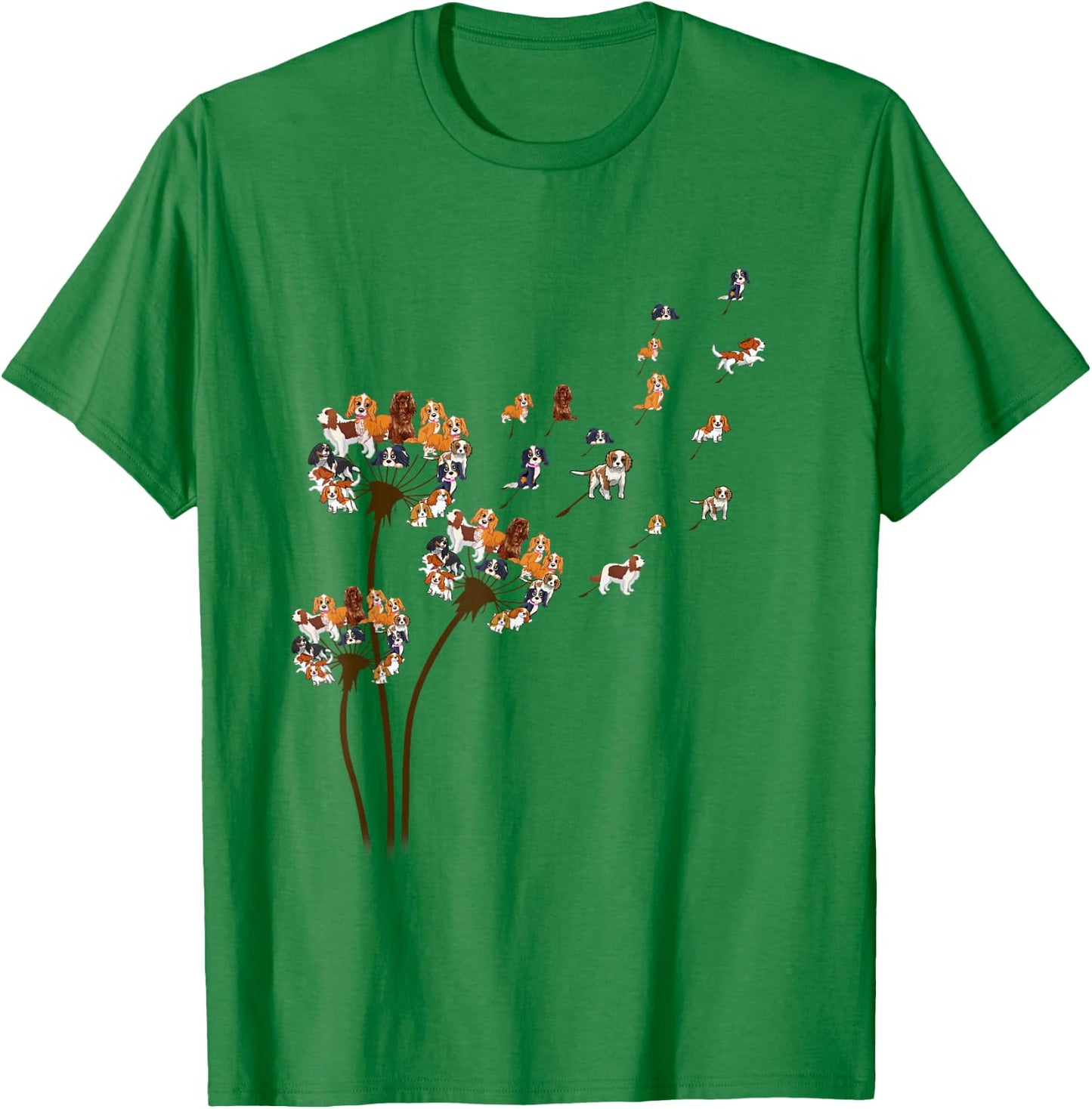 Cavalier King Charles Dandelion Funny Gift Dog Lovers T-Shirt - T-Shirt | Irish Green