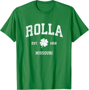 Rolla Missouri Vintage Shamrock Sports T-Shirt - T-Shirt | Irish Green