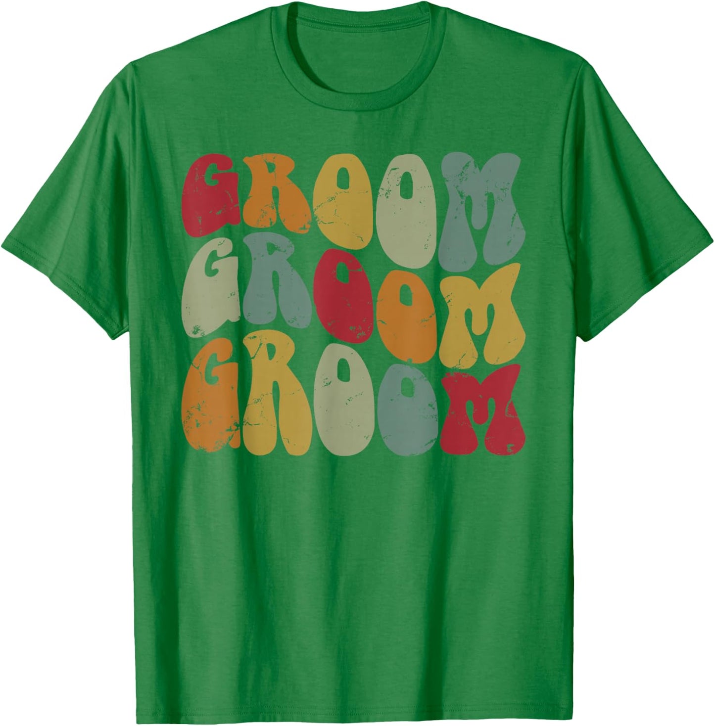 Groom Matching Bride, Wedding Groovy Retro Groom T-Shirt - T-Shirt | Irish Green
