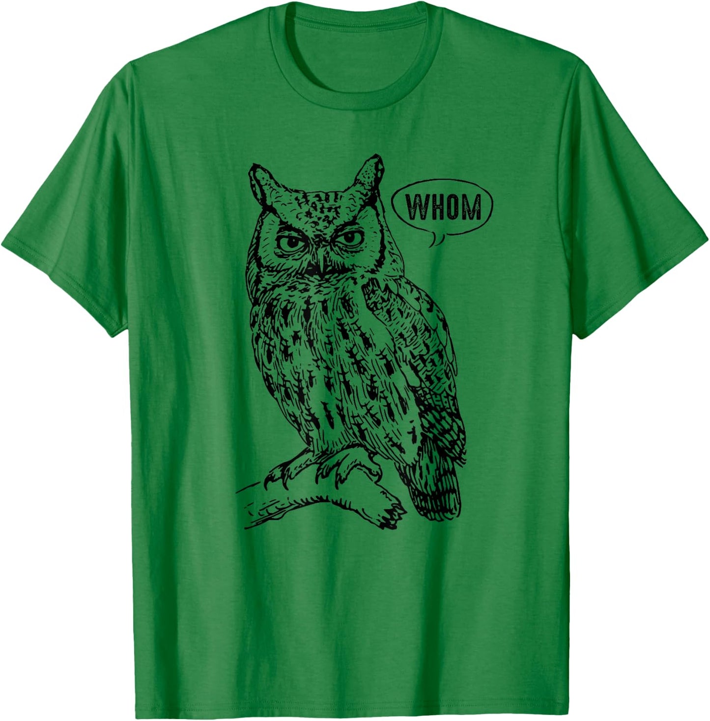 Funny English Teacher Grammar Gift Who Whom Owl Cute Bird Women Kids T-Shirt - T-Shirt | Irish Green