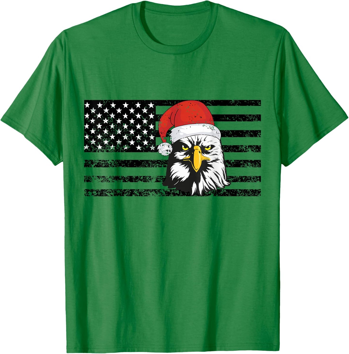 Merry Christmas Eagle USA Flag Costume Santa Hat Xmas Hat T-Shirt - T-Shirt | Irish Green
