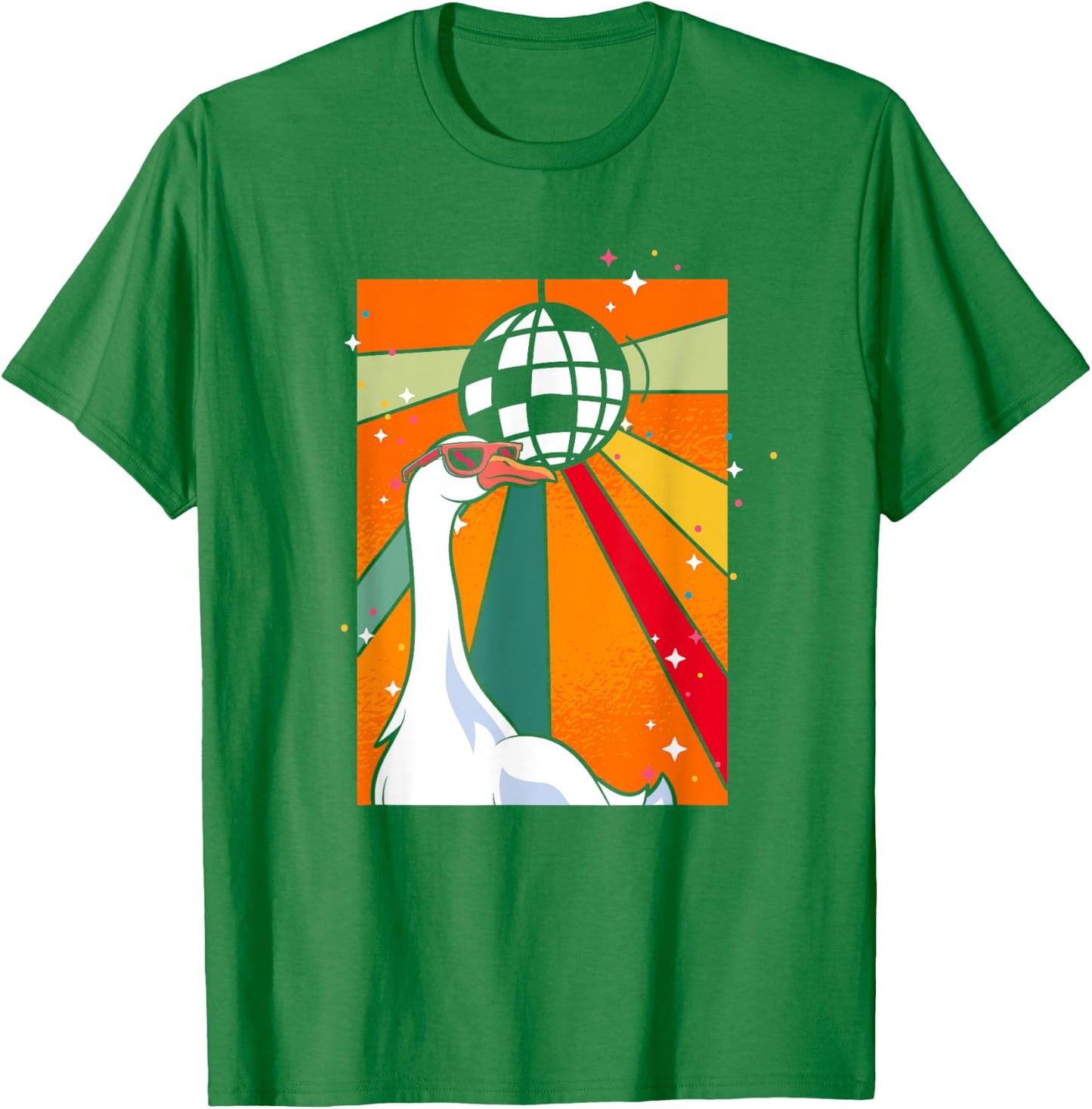 Funny Cool Farm Animal Disco Ball Sunglasses Retro Goose T-Shirt - T-Shirt | Irish Green