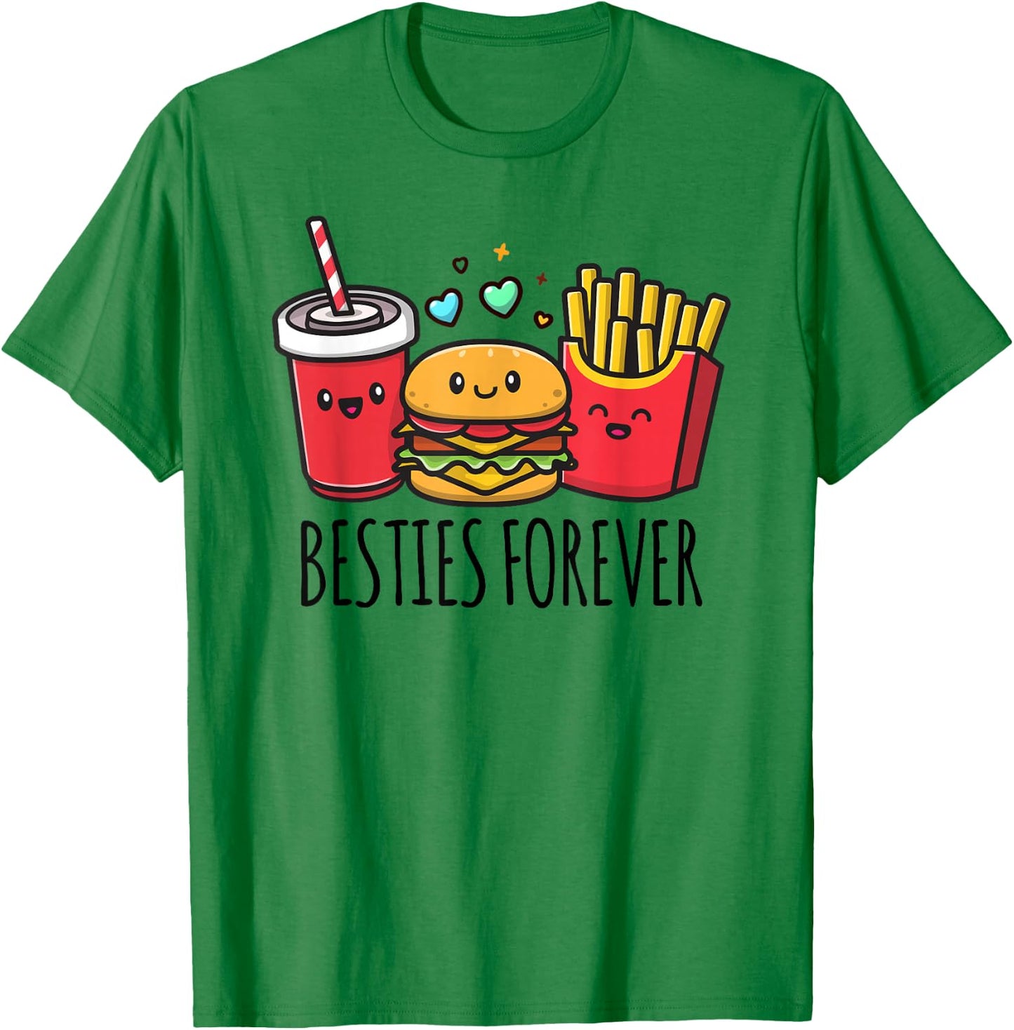 Hamburger French Fries Soda Funny BFF Matching Best Friends T-Shirt - T-Shirt | Irish Green