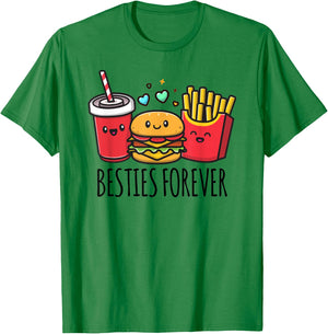 Hamburger French Fries Soda Funny BFF Matching Best Friends T-Shirt - T-Shirt | Irish Green
