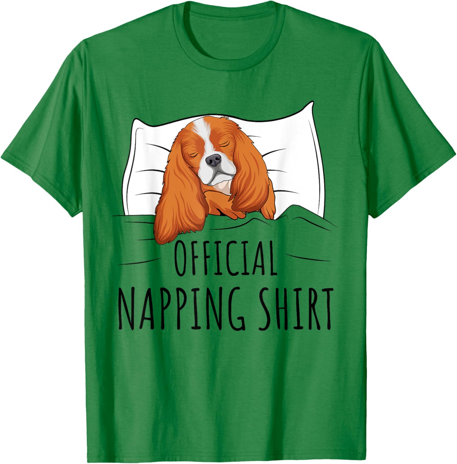 Sleeping Cavalier King Charles Spaniel Dog Official Napping T-Shirt - T-Shirt | Irish Green