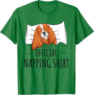 Sleeping Cavalier King Charles Spaniel Dog Official Napping T-Shirt - T-Shirt | Irish Green