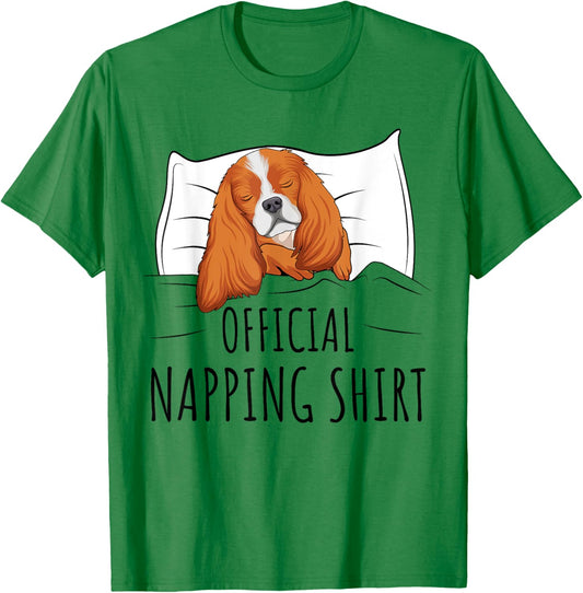 Sleeping Cavalier King Charles Spaniel Dog Official Napping T-Shirt - T-Shirt | Irish Green