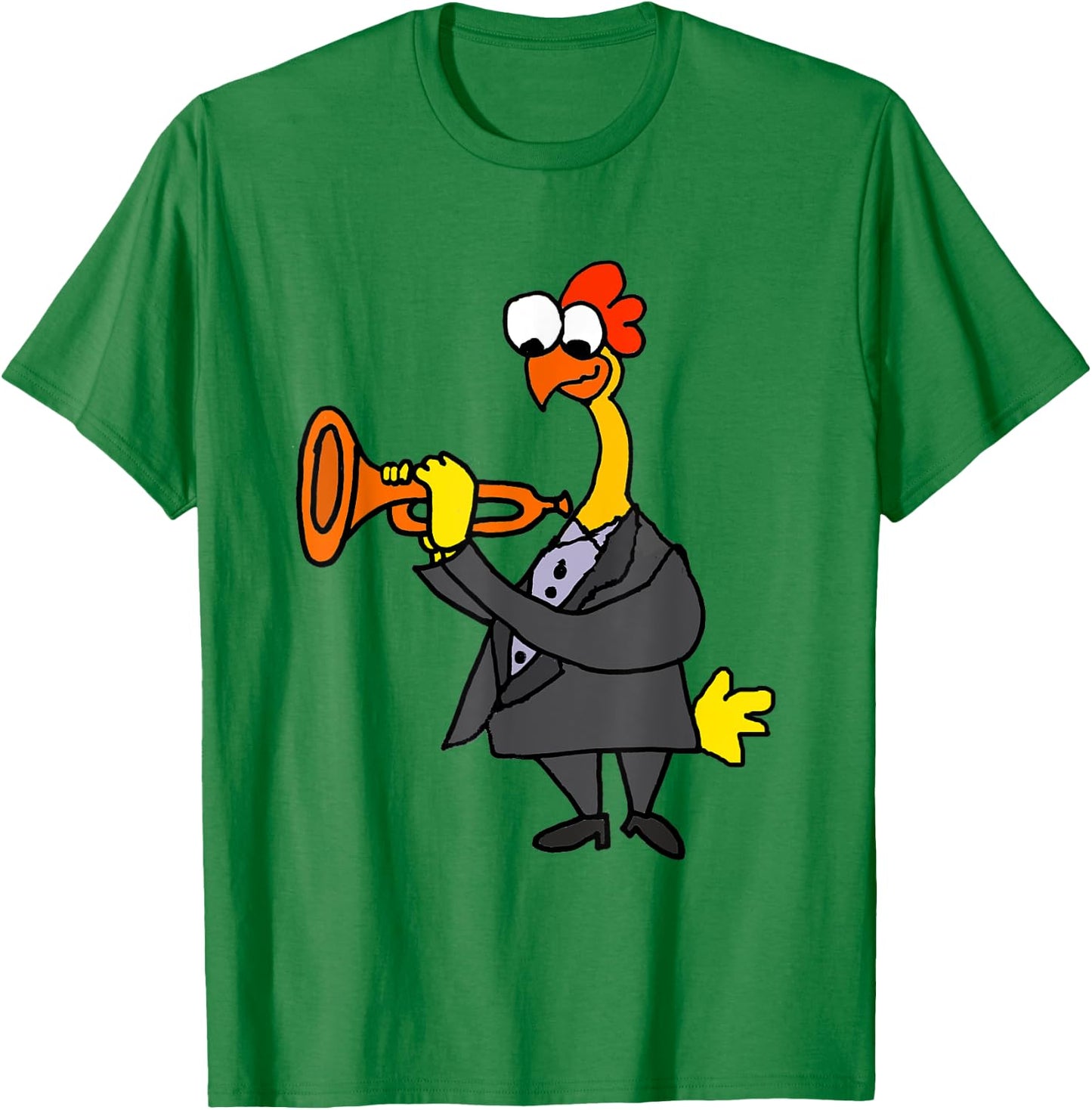 SmileteesMusic Funny Rubber Chicken Playing Trumpet T-Shirt - T-Shirt | Irish Green