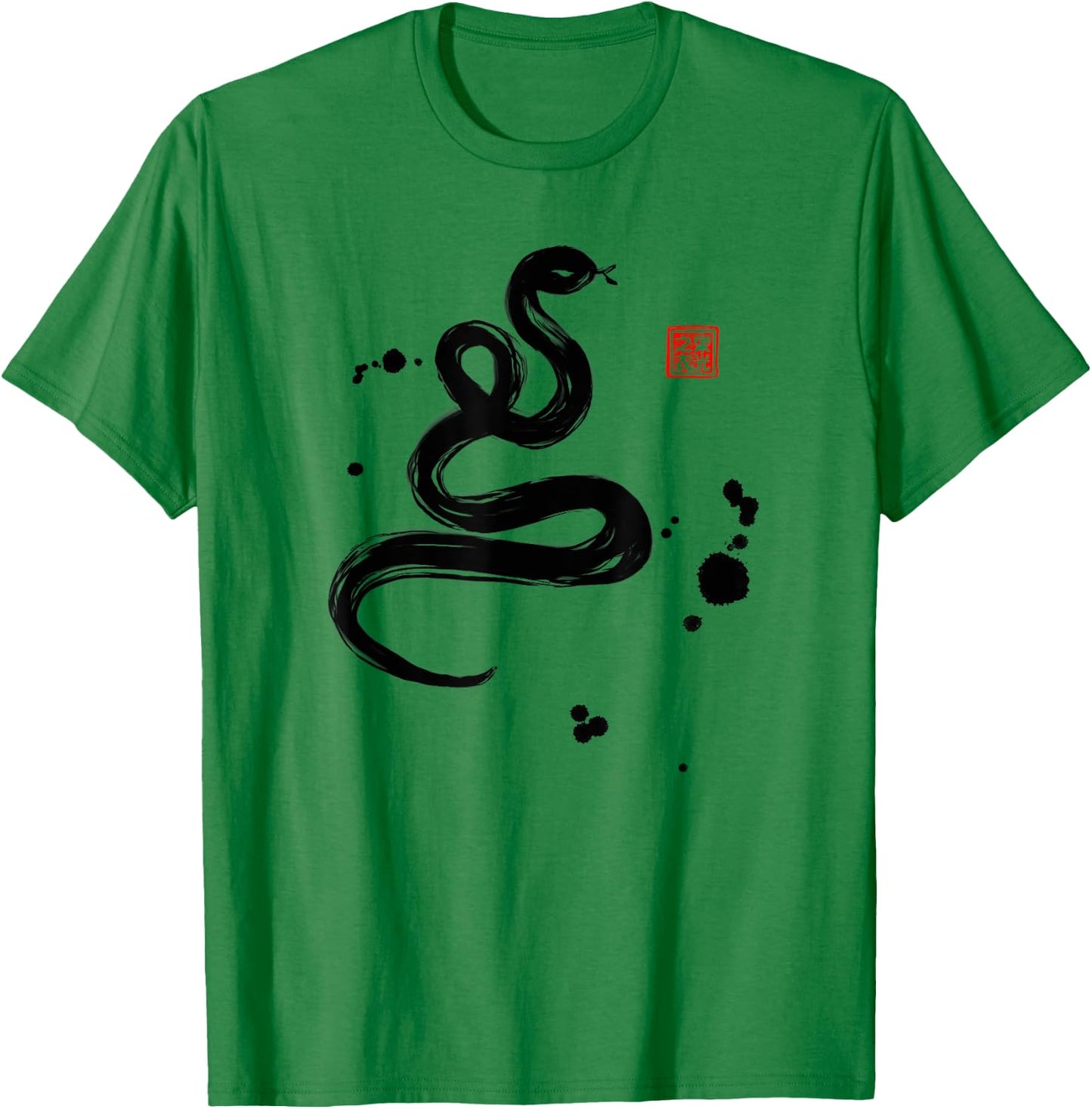 Chinese Zodiac Snake Sumi-e - Design T-Shirt - T-Shirt | Irish Green