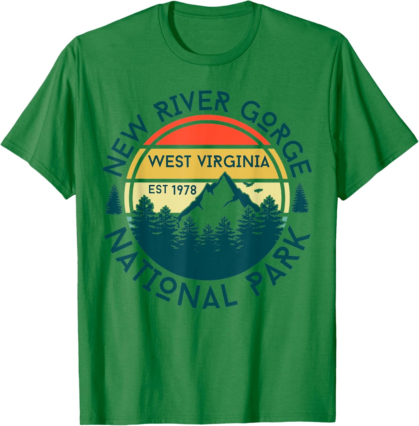 New River Gorge National Park West Virginia Hiking Outdoors T-Shirt - T-Shirt | Irish Green