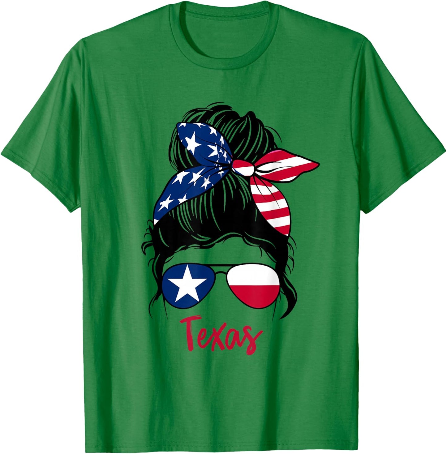 Texas Patriotic Sunglasses USA Flag Bandana Woman Look T-Shirt - T-Shirt | Irish Green