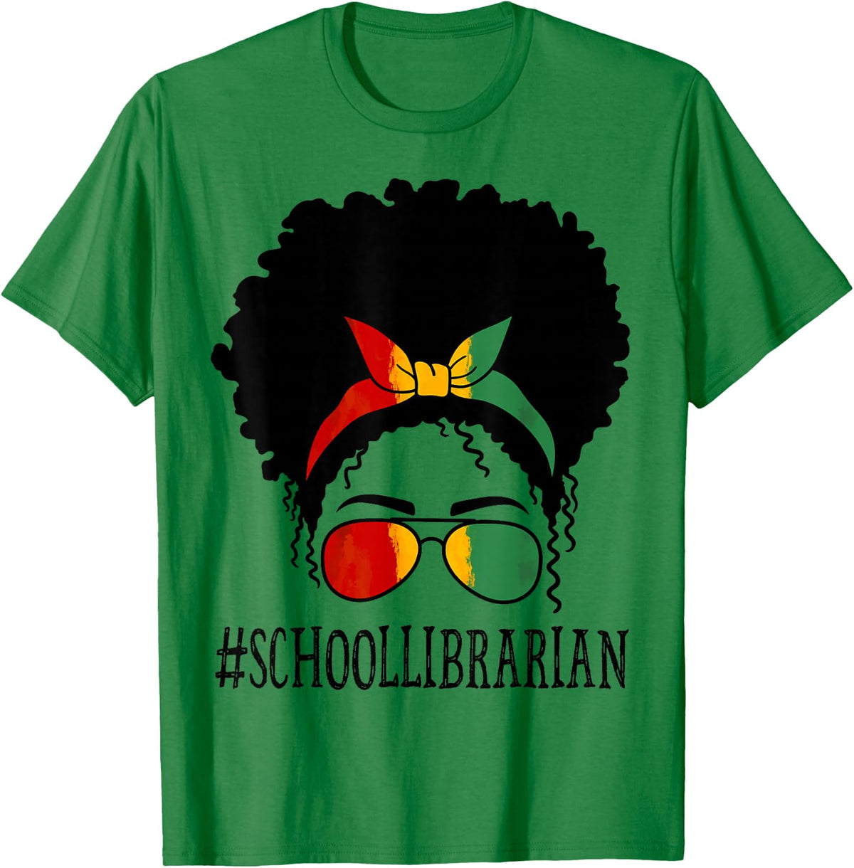 School Librarian Women Messy Bun Black History Month Culture T-Shirt - T-Shirt | Irish Green