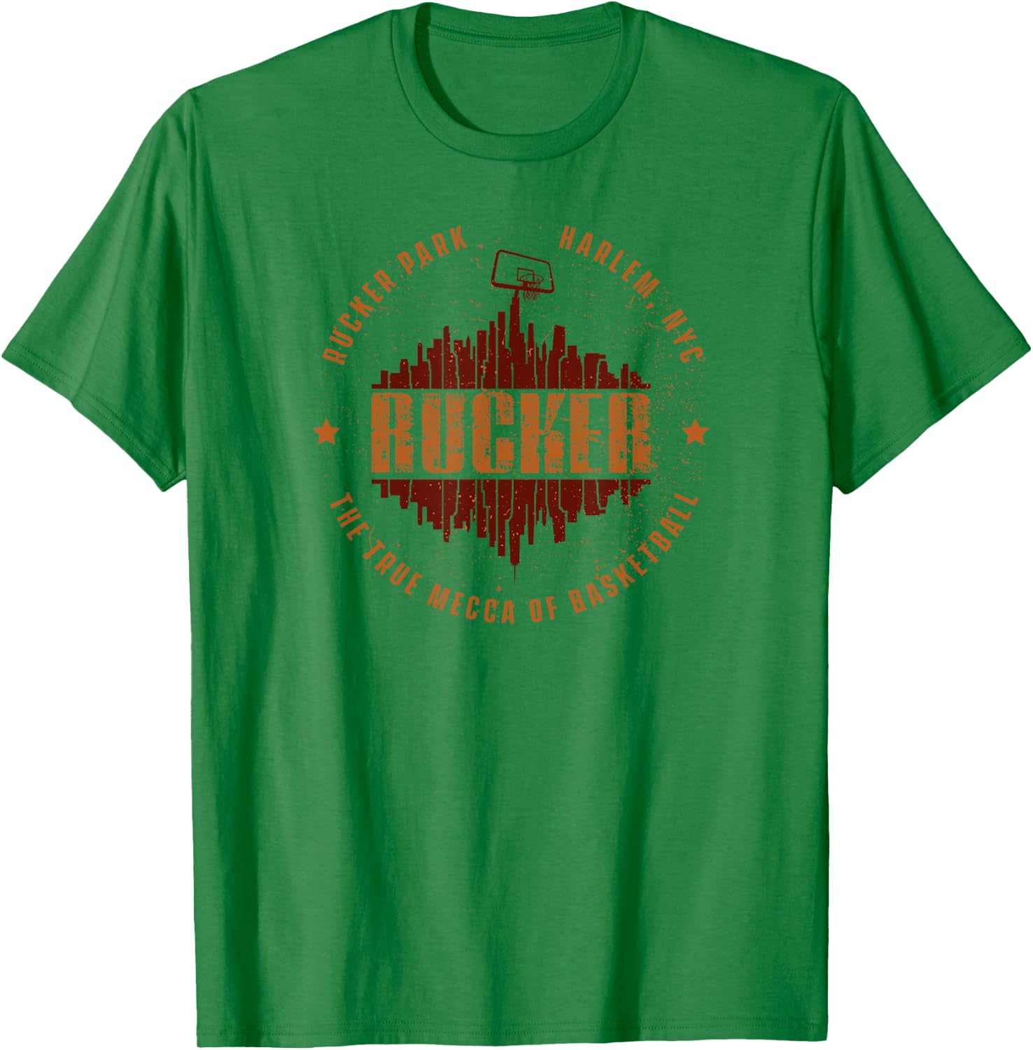 Rucker Park Retro Logo Manhattan Skyline Hoop T-Shirt - T-Shirt | Irish Green