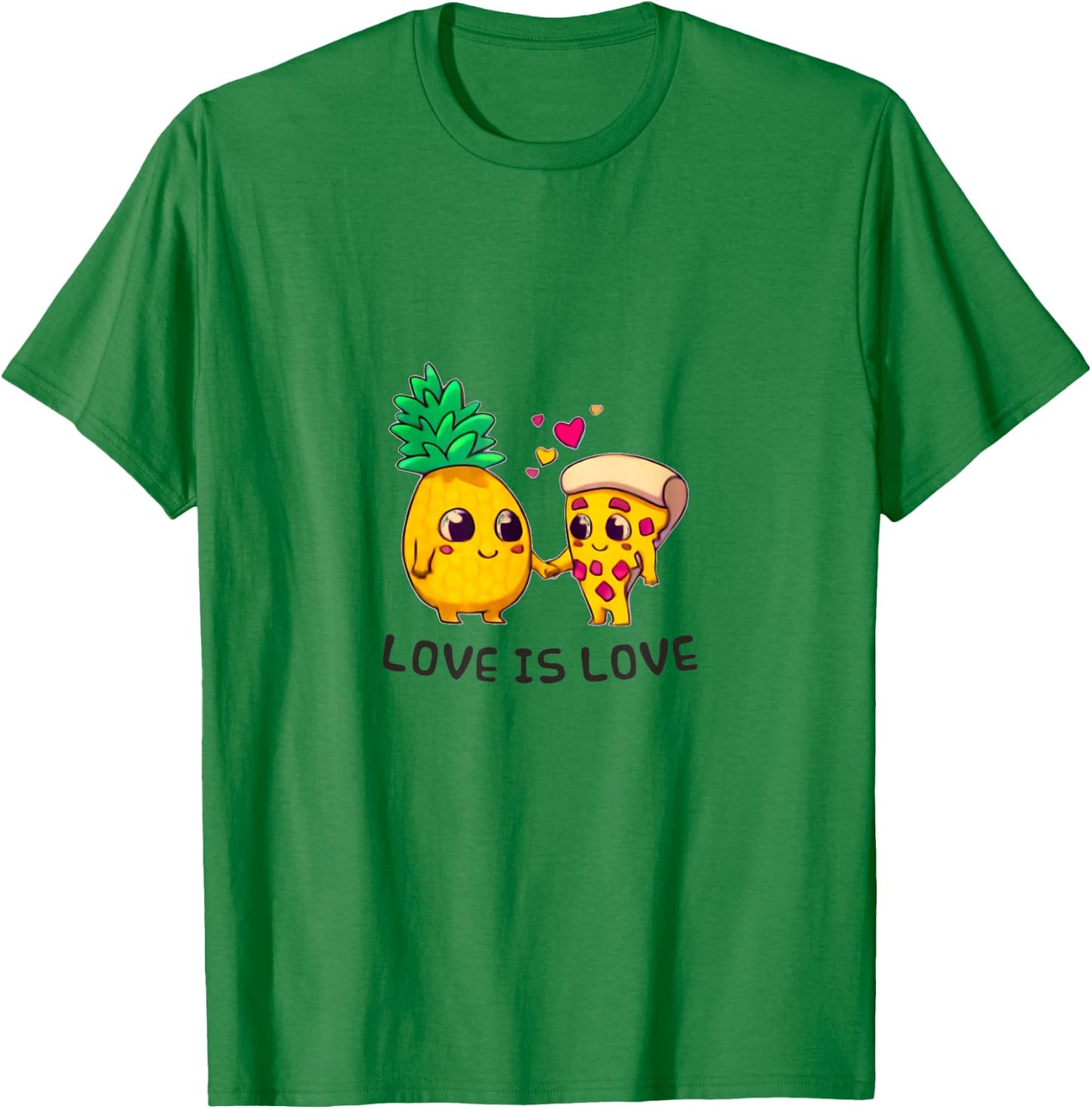 Love is Love Cute Pride Pineapple Pizza T-Shirt - T-Shirt | Irish Green