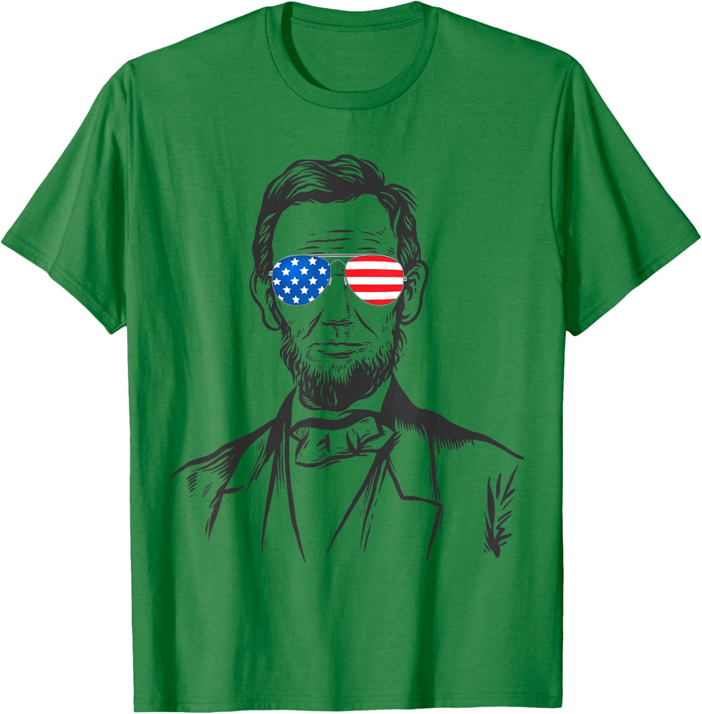 President Abraham Lincoln Portrait USA America Sunglasses T-Shirt - T-Shirt | Irish Green