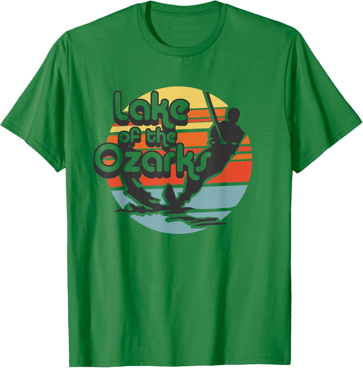Retro Vintage Lake of the Ozarks Missouri 80s waterskiing T-Shirt - T-Shirt | Irish Green