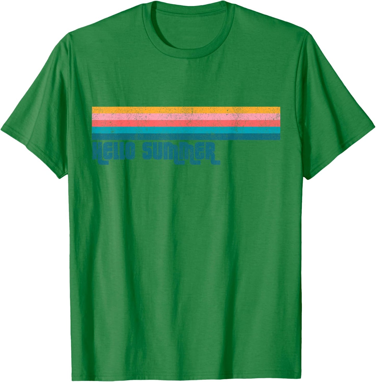 Vintage Hello Summer Retro Stripe Cute Beach Women's Gift T-Shirt - T-Shirt | Irish Green