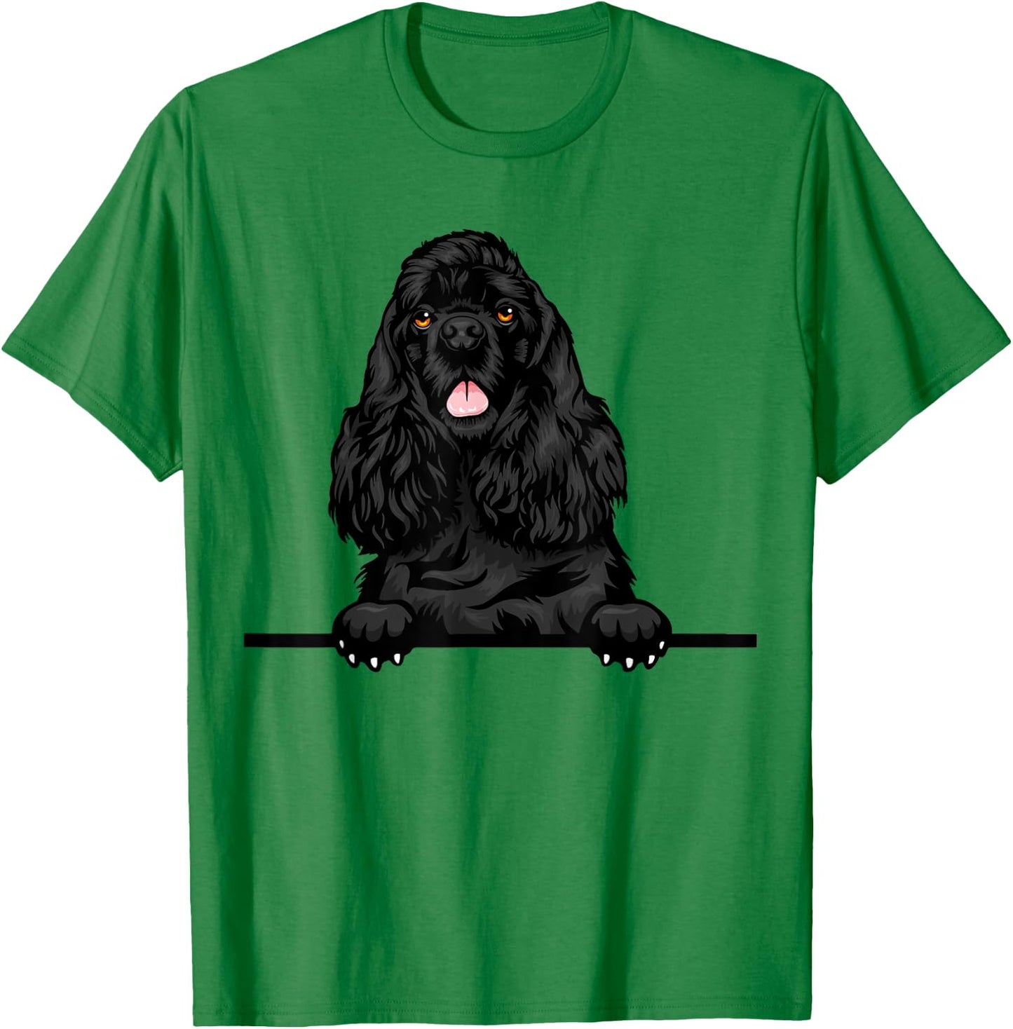 Peeking Black Cocker Spaniel Dog Women Girls Kids T-Shirt - T-Shirt | Irish Green