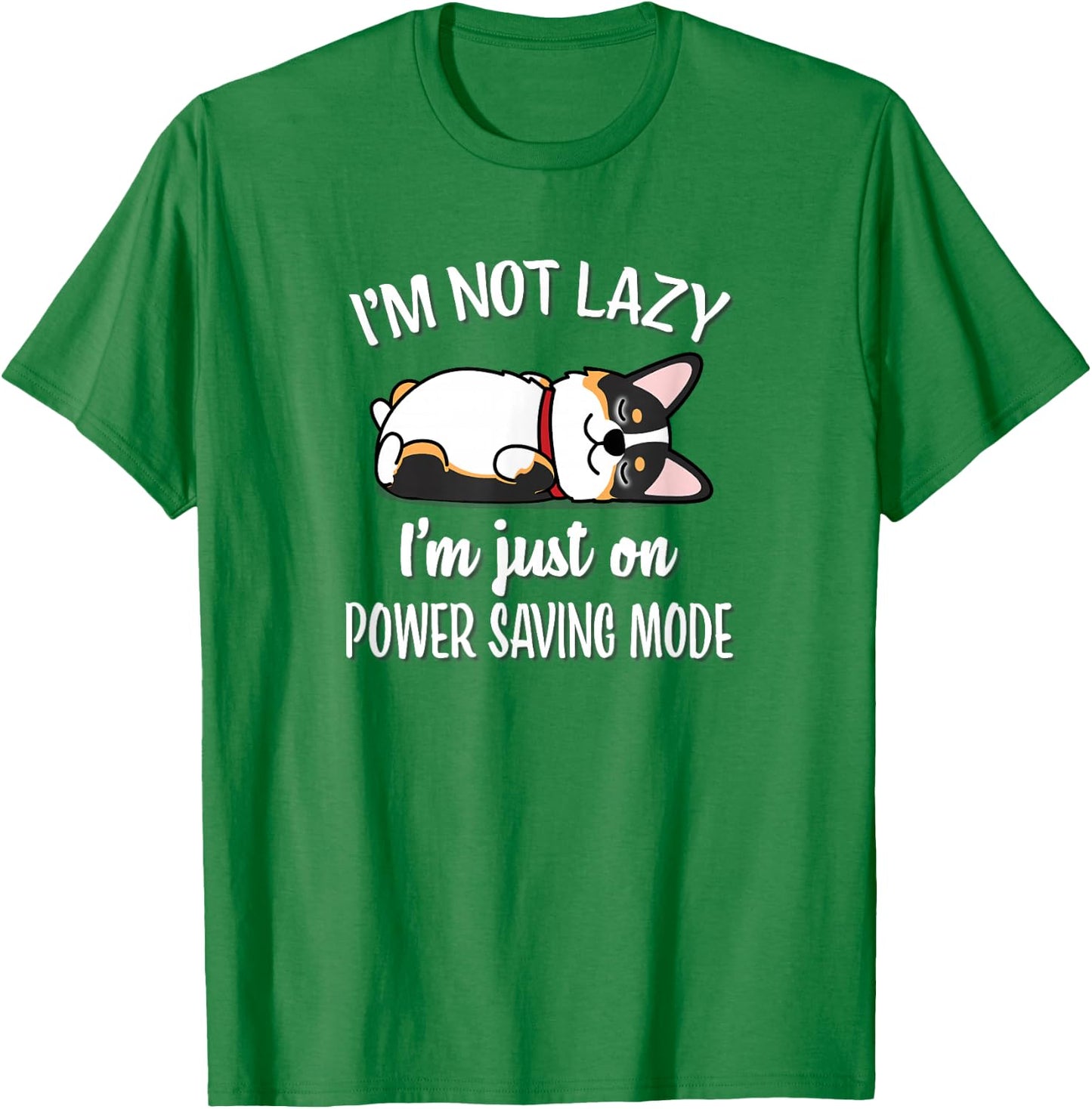 Funny Kawaii Lazy Nap Power Saving Mode Tricolor Corgi Lover T-Shirt - T-Shirt | Irish Green