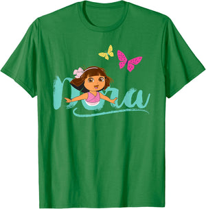 Dora the Explorer with Butterflies T-Shirt - T-Shirt | Irish Green