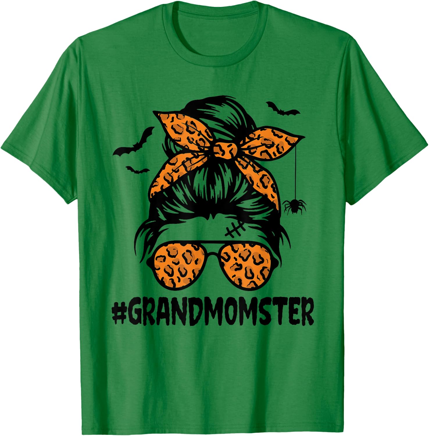 Grandmomster Shirt Women Halloween Nana Grandma Messy Bun T-Shirt - T-Shirt | Irish Green