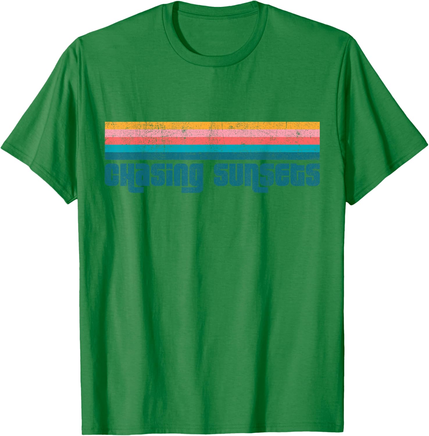 Vintage Chasing Sunsets Beach Summer Retro Cute Women's Gift T-Shirt - T-Shirt | Irish Green