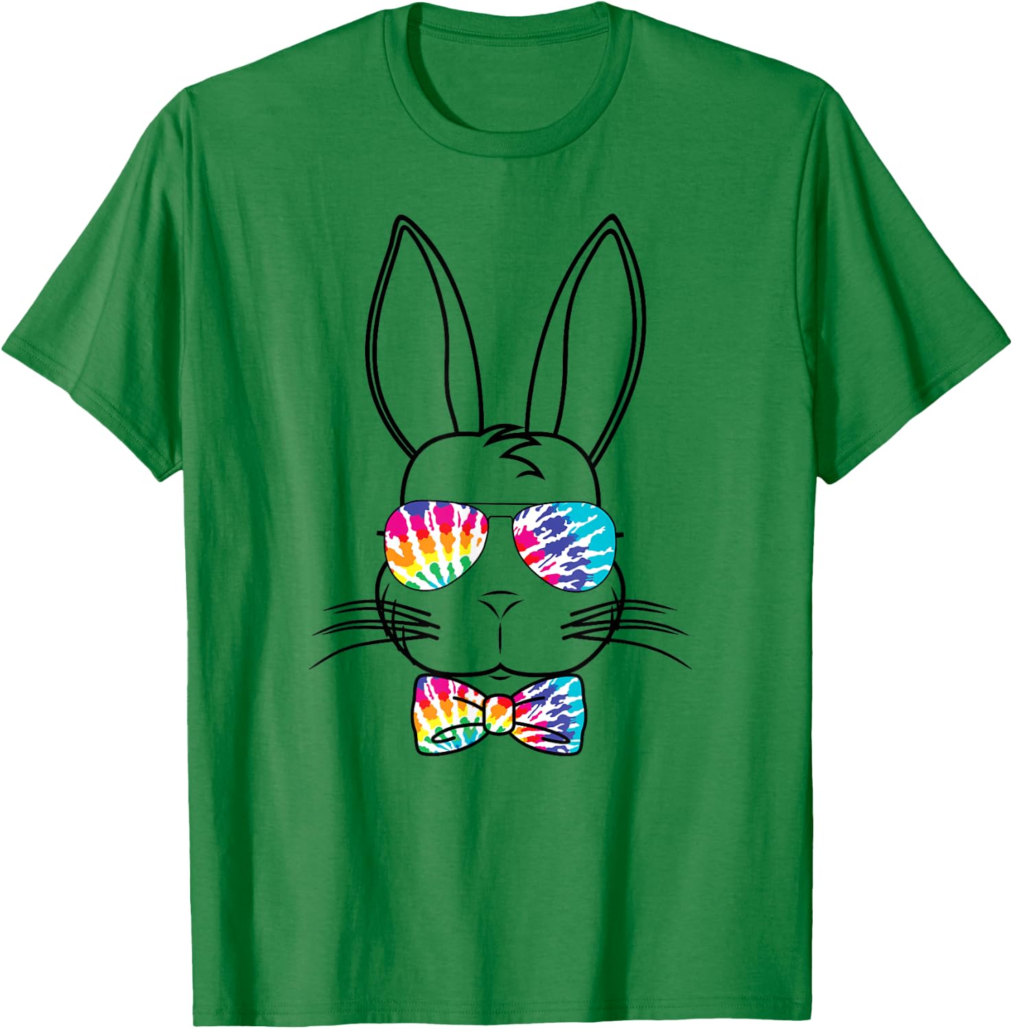 Bunny Face With Tie Dye Sunglasses & Bow Tie Easter Rabbit T-Shirt - T-Shirt | Irish Green