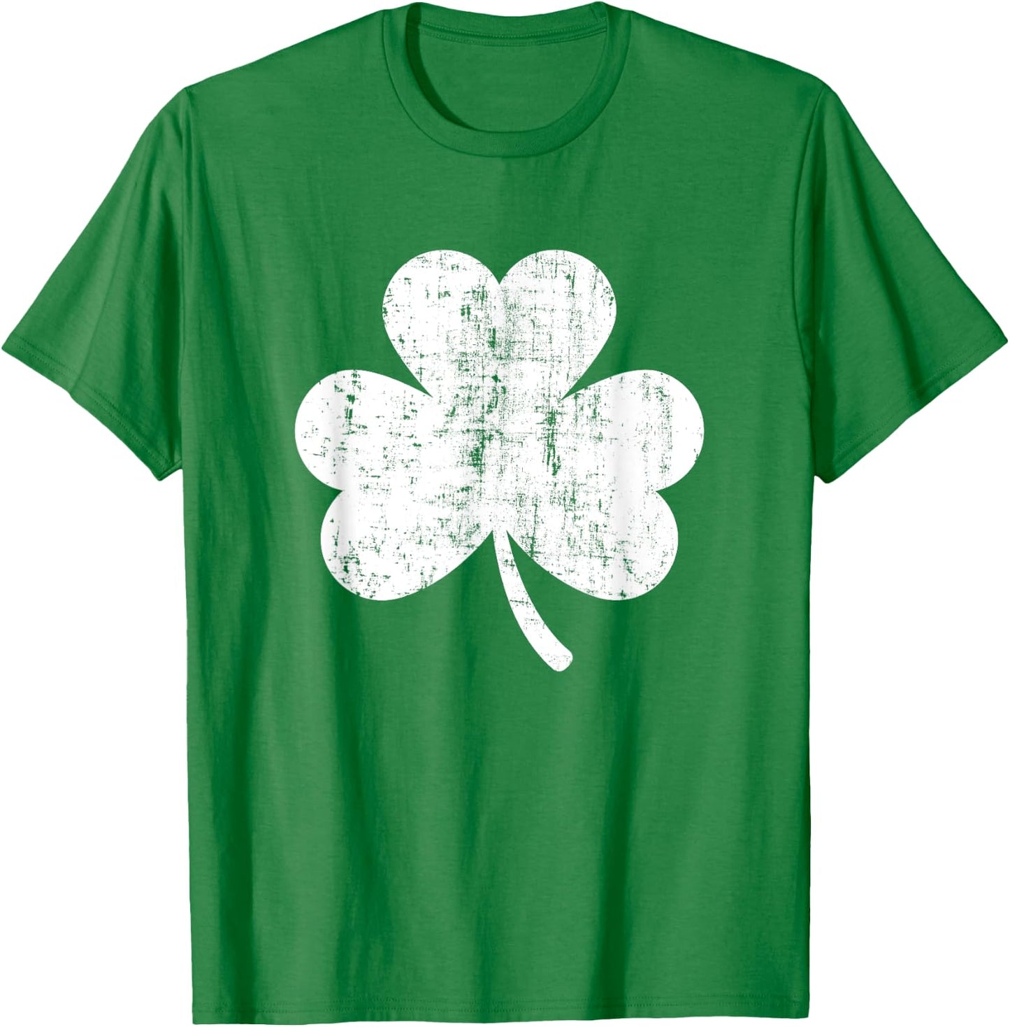 Shamrock Retro Distressed Three Leaf Clover St Patricks Day T-Shirt - T-Shirt | Irish Green