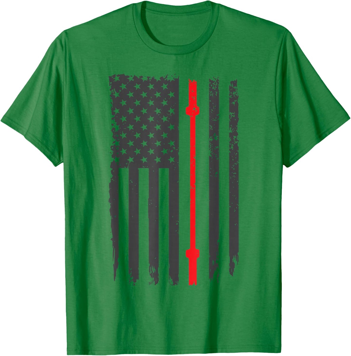 US American Flag Fitness Gym Barbell Powerlifting Patriotic T-Shirt - T-Shirt | Irish Green