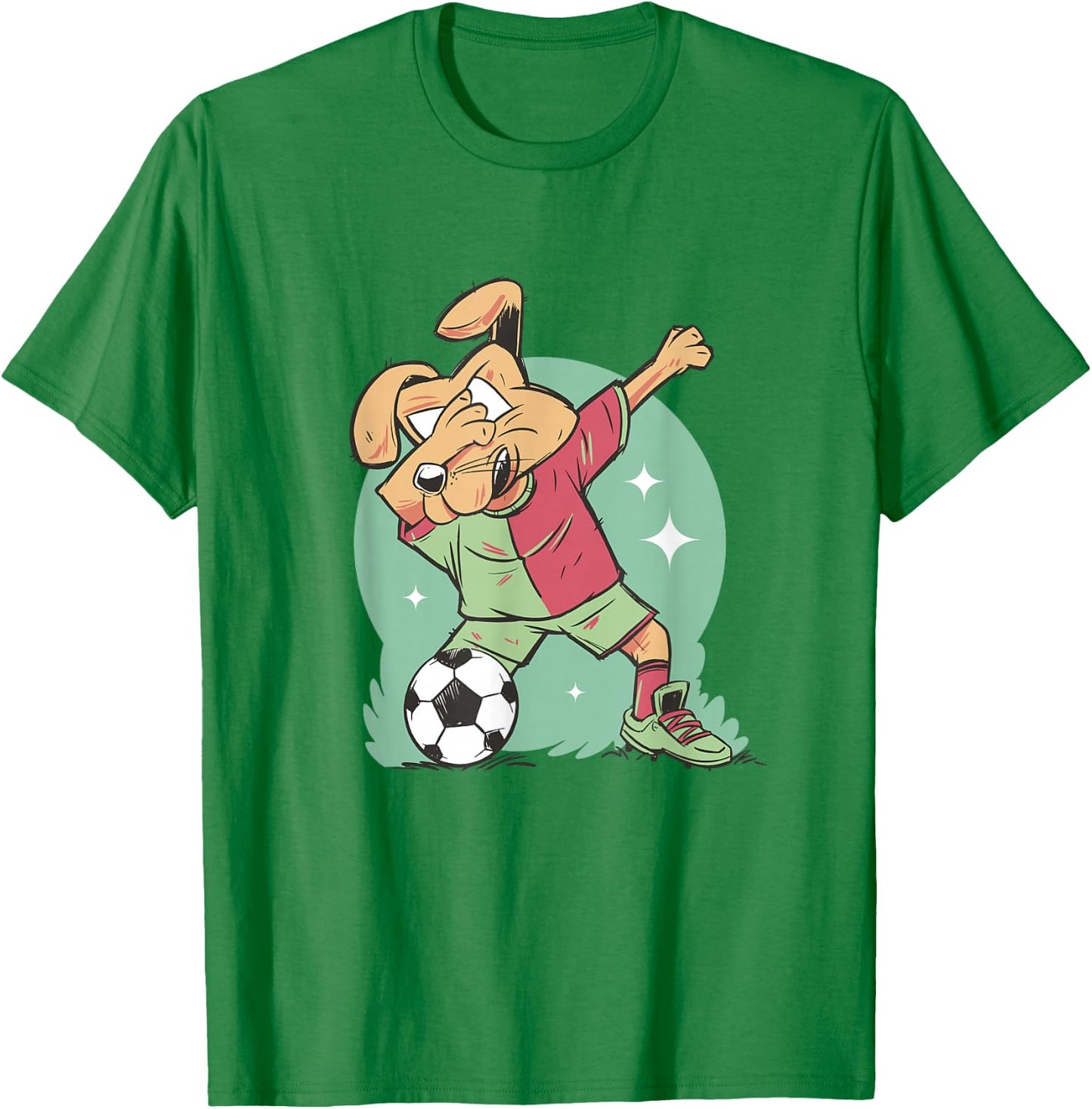 Dog Playing Soccer And Dabbing Sport Funny Football T-Shirt - T-Shirt | Irish Green