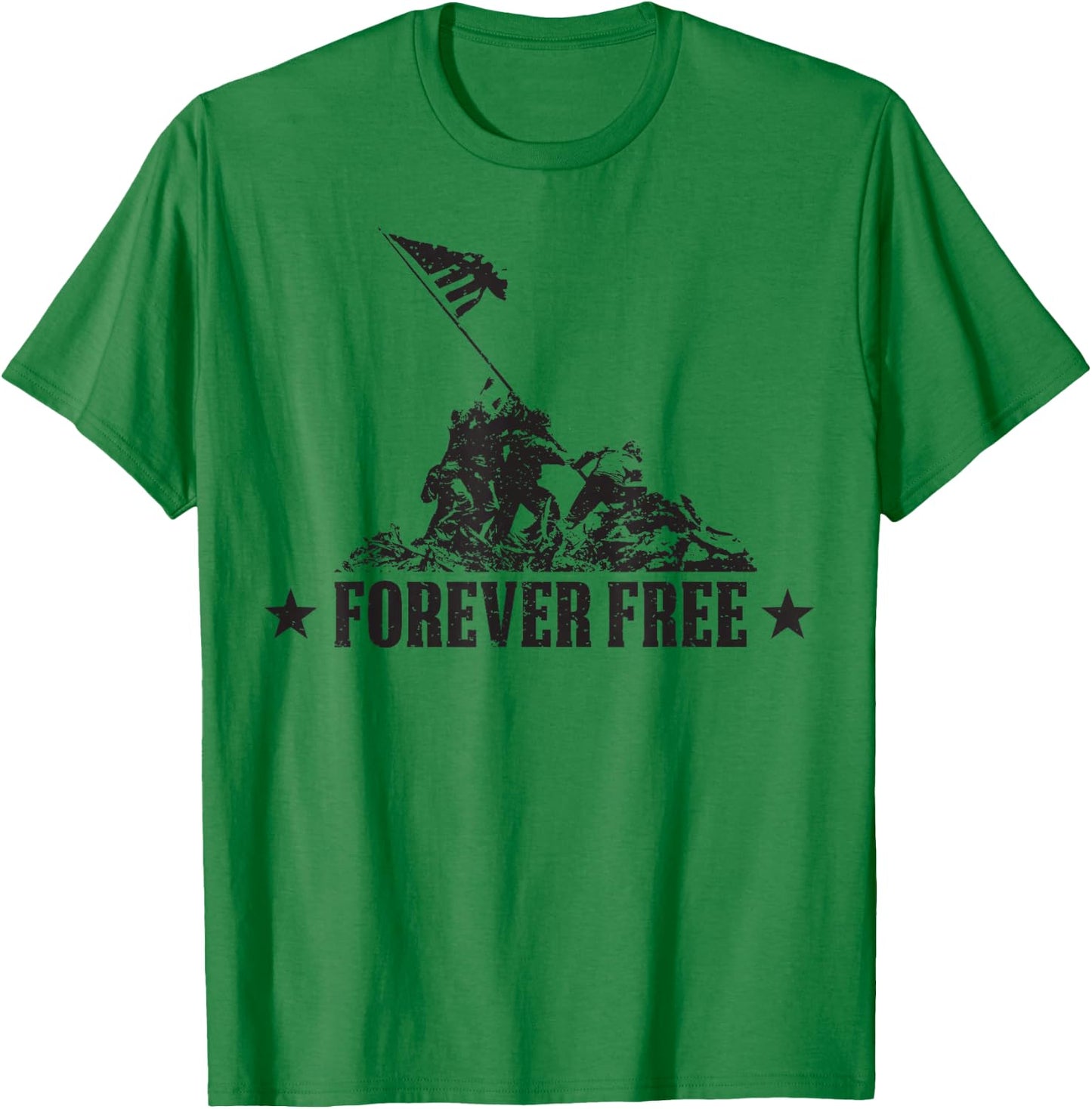 Independence Day Shirt Free Forever Iwo Jima WWII Soldiers T-Shirt - T-Shirt | Irish Green