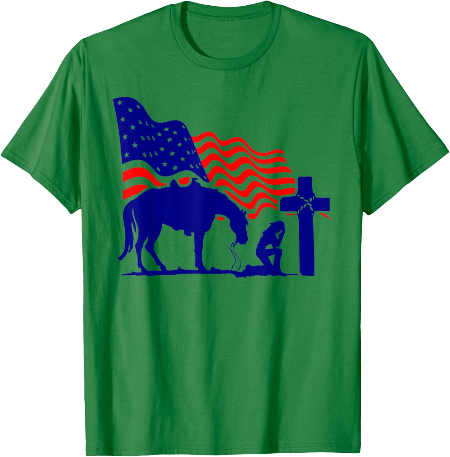 For Praying Cowgirl Horse Cross Christian Prayers Believers T-Shirt - T-Shirt | Irish Green