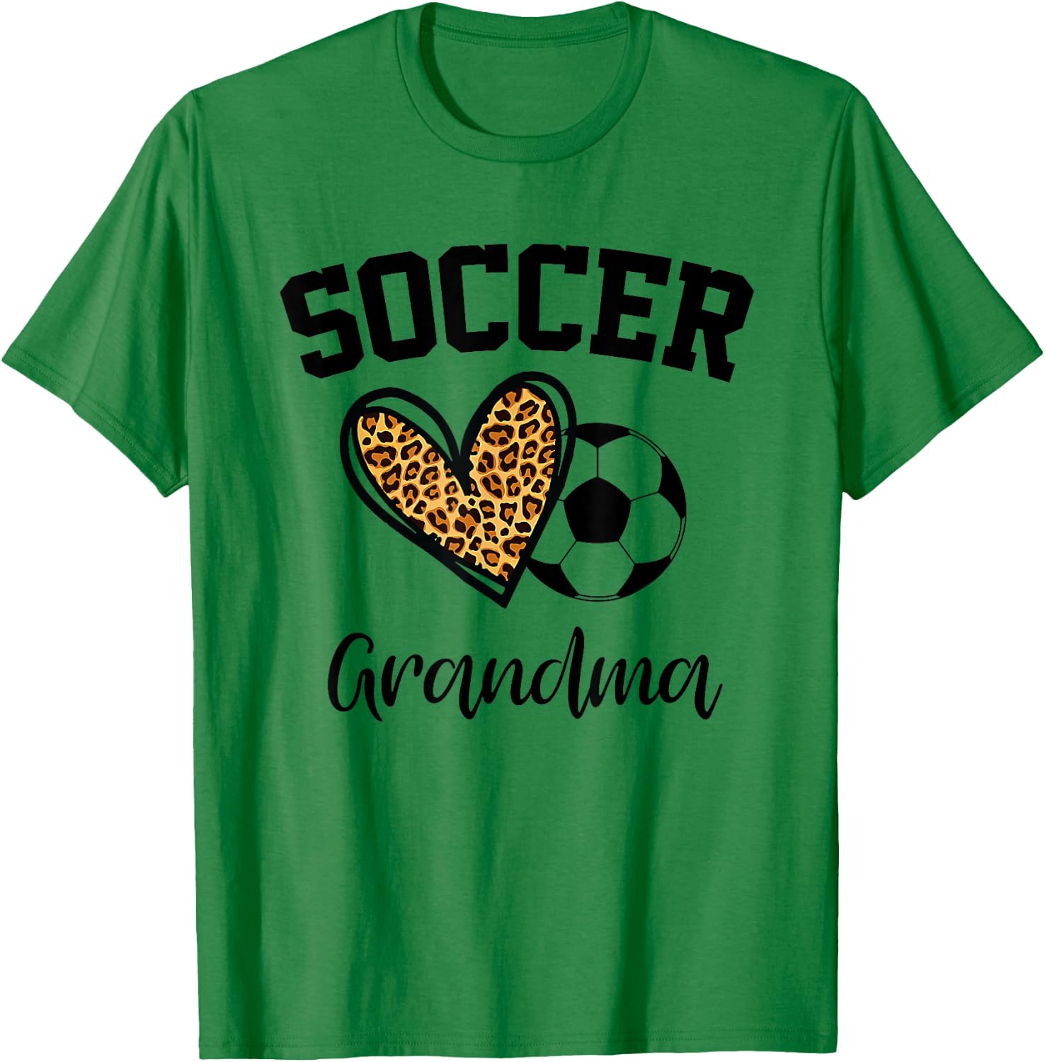 Soccer Grandma Leopard Heart Funny Mothers Day T-Shirt - T-Shirt | Irish Green
