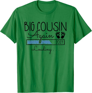 Big Cousin Again Est 2027 2nd Pregnancy Announcement Cousin T-Shirt - T-Shirt | Irish Green