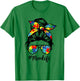 Autism Mom Life Puzzle Messy Bun Autism Awareness Month T-Shirt - T-Shirt | Irish Green