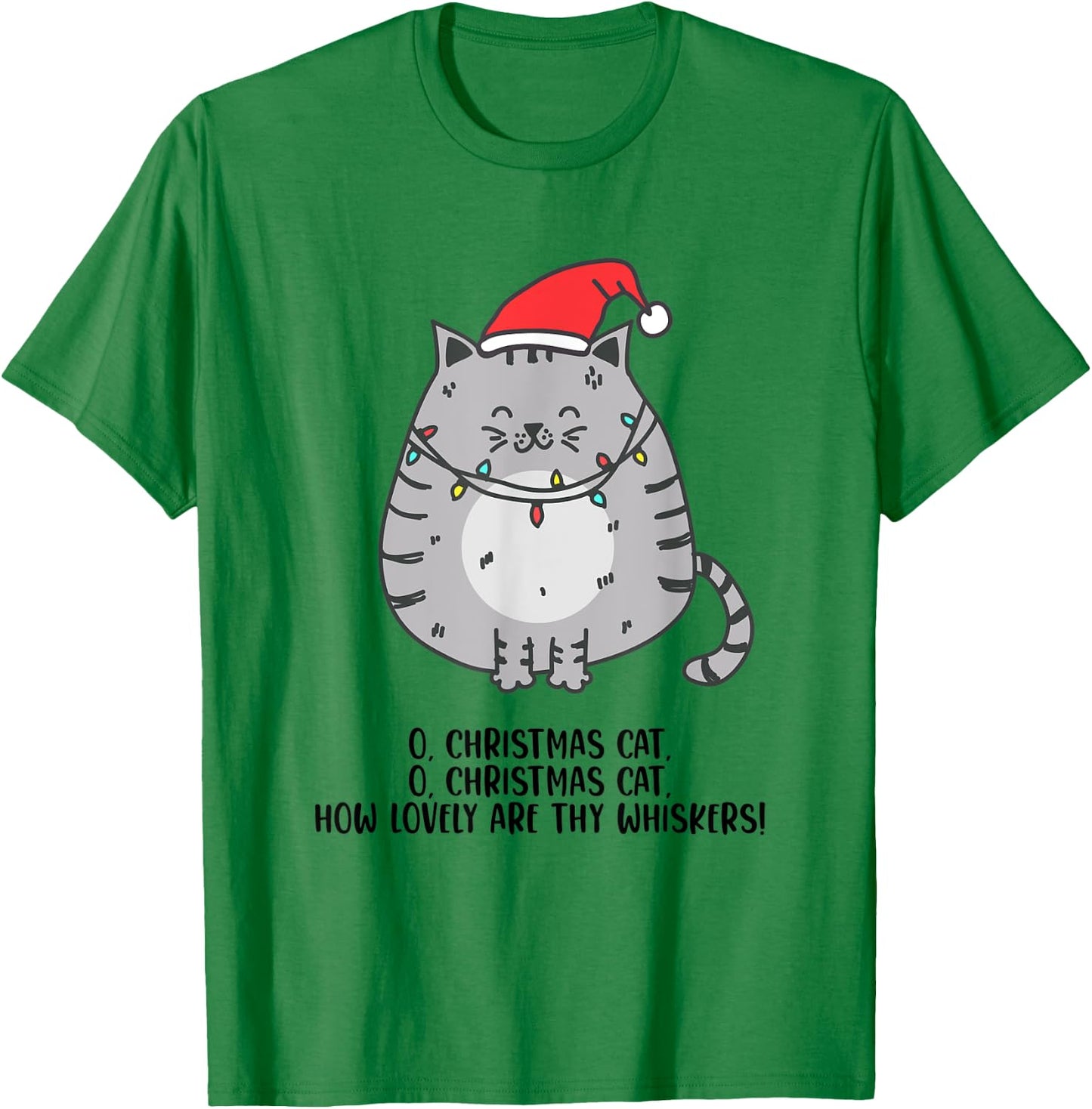 O Christmas Cat Funny Holiday Tree Carol Cat Lovers White T-Shirt - T-Shirt | Irish Green