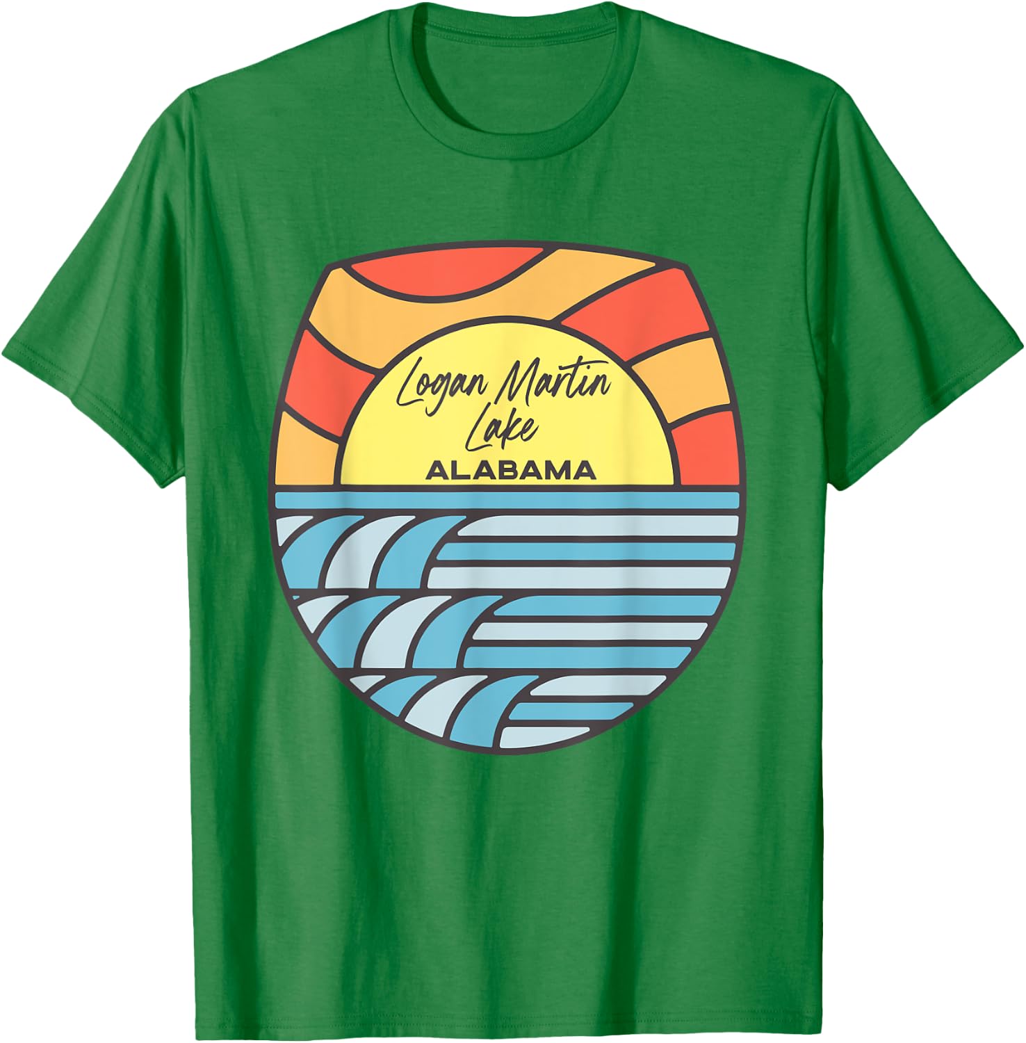Logan Martin Lake Alabama AL Sunset Souvenir T-Shirt - T-Shirt | Irish Green