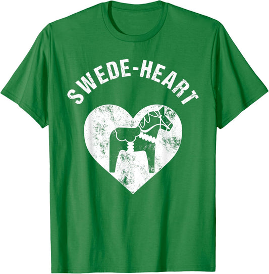 Dala Horse Heart Valentine's Day Swedish Swede Heart T-Shirt - T-Shirt | Irish Green