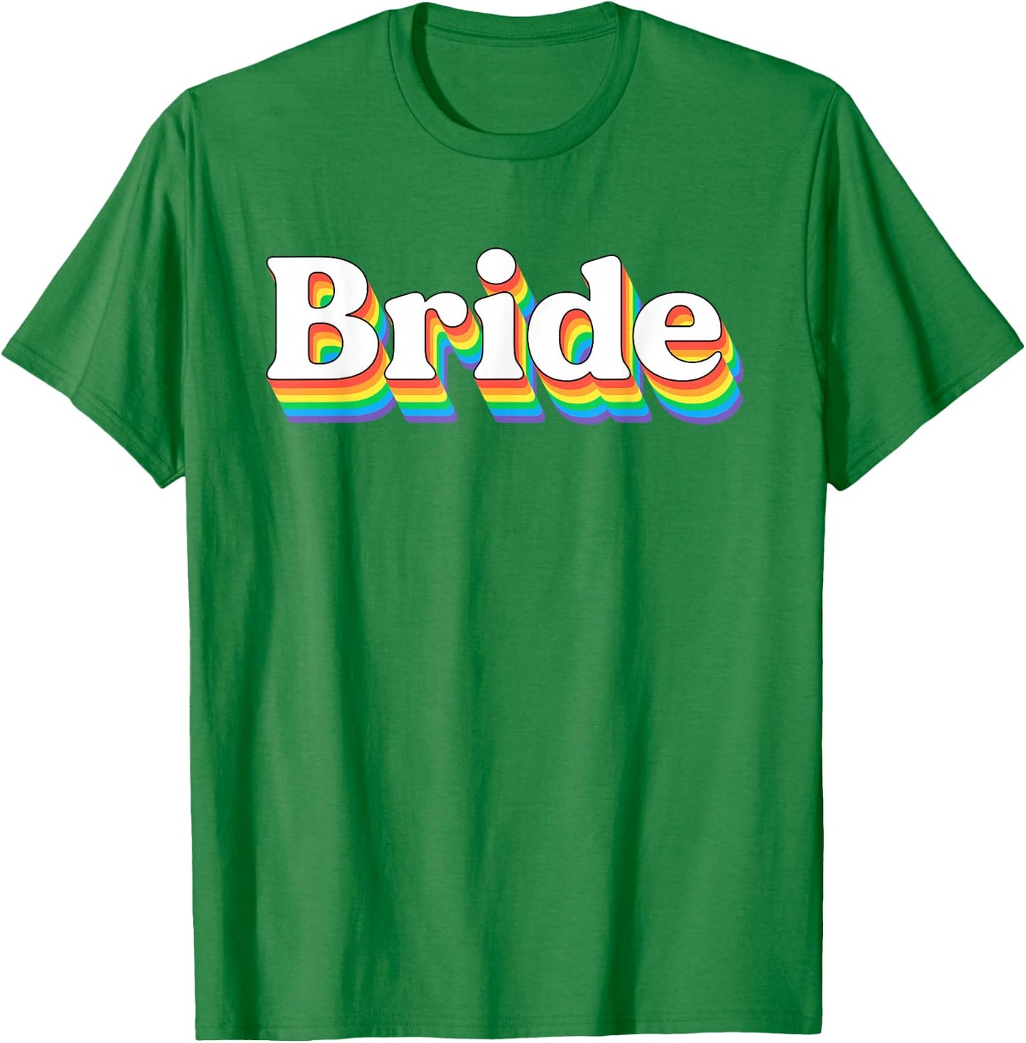 Bride Retro Lesbian Bachelorette 70s Vintage Gay Wedding T-Shirt - T-Shirt | Irish Green