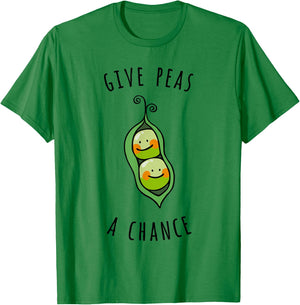 Give Peas A Chance Peace Vegetable Vegetarian Vegan T-Shirt - T-Shirt | Irish Green