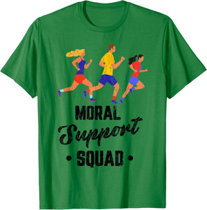 Moral Support Squad Funny Marathon Running Runner Graphic T-Shirt - T-Shirt | Irish Green