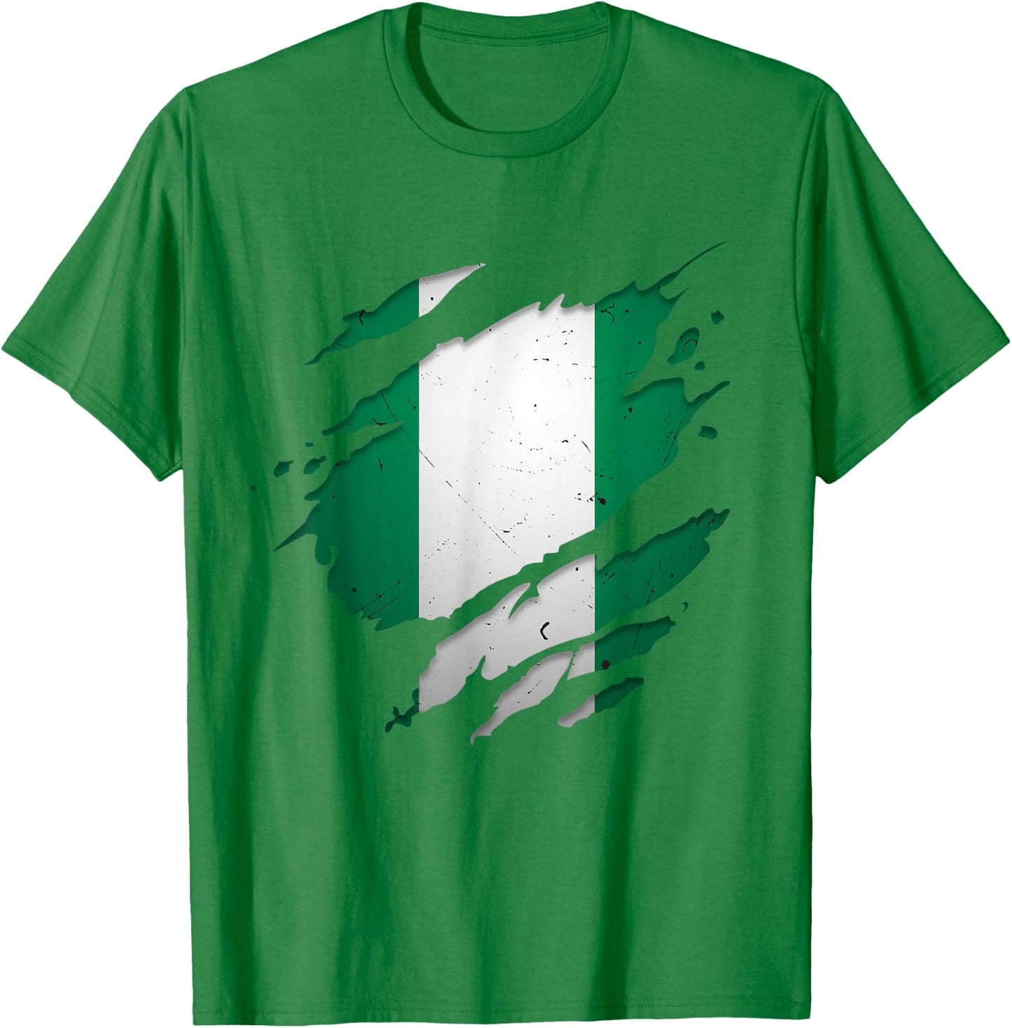 Ripped Effect Nigeria Flag Map Patriotic Nigerian T-Shirt - T-Shirt | Irish Green