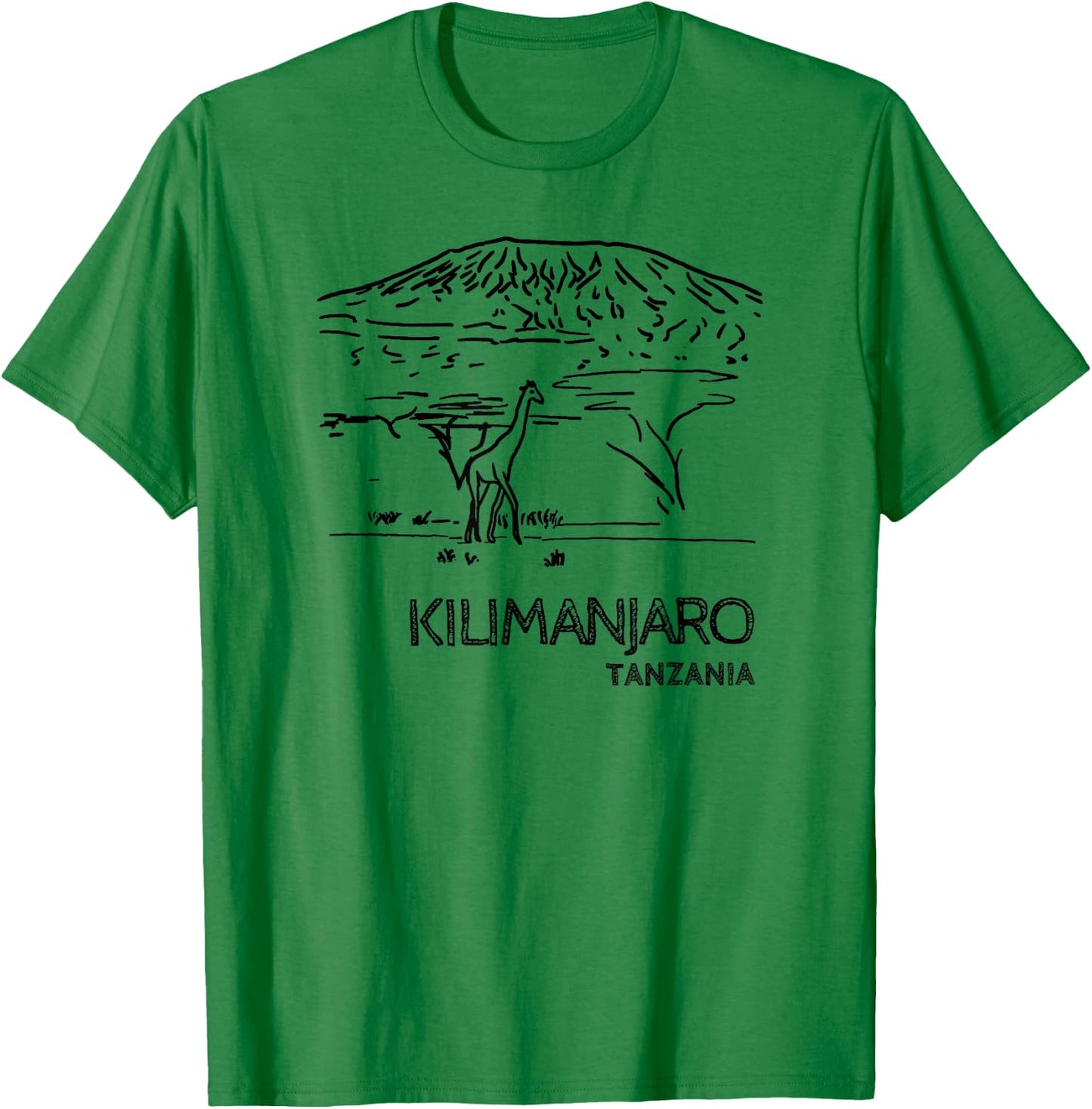 Kilimanjaro Tanzania Africa and Giraffe Mountain Hiking T-Shirt - T-Shirt | Irish Green