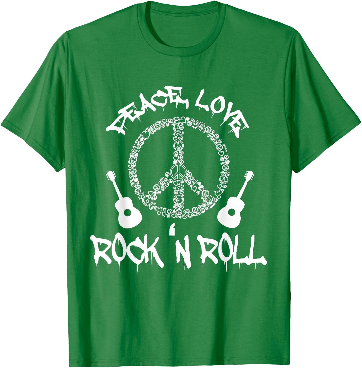 Funny Rock 'n Roll Gift Peace Love and Rock 'n Roll T-Shirt - T-Shirt | Irish Green